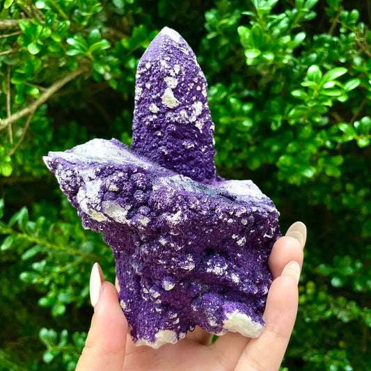 Natural Calcite Crystal Cluster with Purple Mineral Coating | 520g | 13× 10.5× 5.5cm | Carbonate Minerals | Inner Mongolia, China