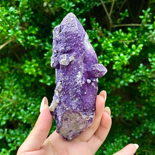 Natural Calcite Crystal Cluster with Purple Mineral Coating |410g | 14× 7 × 5 cm | Carbonate Minerals | Inner Mongolia, China
