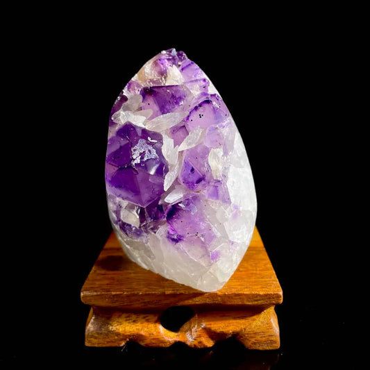 Natural Uruguayan Amethyst Crystal Cluster with Calcite Association | 650g | 8 × 9 × 7.5 cm | Quartz & Carbonate Mineral Specimen | Uruguay