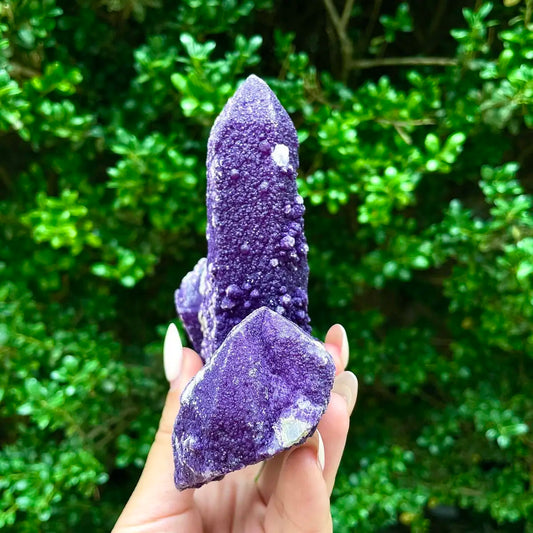 Natural Calcite Crystal Cluster with Purple Mineral Coating | 430g | 12.5 × 11× 5.5cm | Carbonate Minerals | Inner Mongolia, China