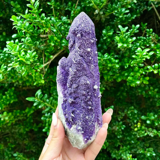 Natural Calcite Crystal Cluster with Purple Mineral Coating |550g | 17.5× 6.5× 5cm | Carbonate Minerals | Inner Mongolia, China
