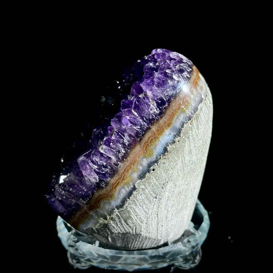 A446-Natural Uruguay Amethyst Crystal Cluster on Matrix | Rare Quartz Mineral Specimen | Mineral Collection | 400 g | 7.5*7.5*5 cm
