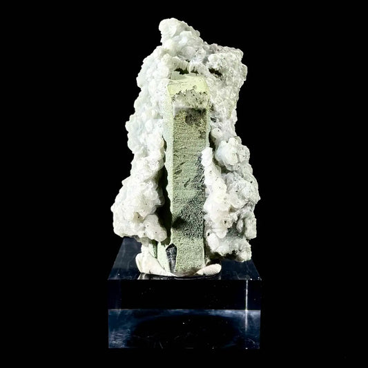 B10-Natural Chlorite Quartz with Calcite Crystal Cluster on Matrix | Green Phantom Quartz Mineral Specimen | Rare Mineral Association | 180 g | 8.5*5*3 cm