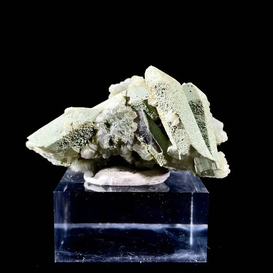 B12-Natural Chlorite Quartz with Calcite Crystal Cluster on Matrix | Green Phantom Quartz Mineral Specimen | Rare Mineral Association | 80 g | 7*4.5*3.5 cm
