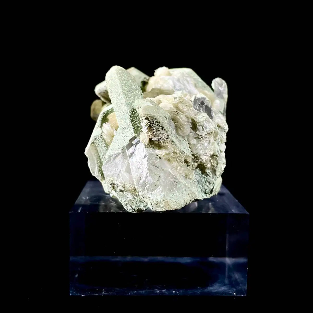 Natural Chlorite Quartz with Calcite Crystal Cluster on Matrix | Green Phantom Quartz Mineral Specimen | Rare Mineral Association | 130 g | 7*5*3.5 cm