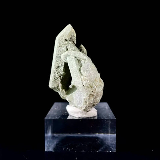 B5-Natural Chlorite Quartz with Calcite Crystal Cluster on Matrix | Green Phantom Quartz Mineral Specimen | Rare Mineral Association | 70 g | 5*6*3.5 cm