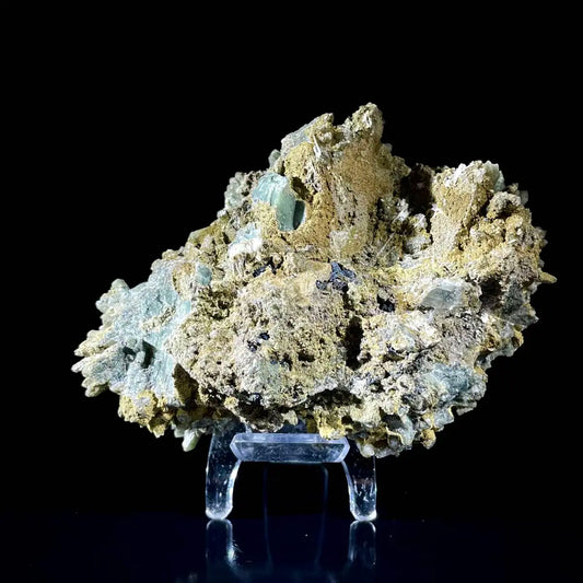 Natural Green Quartz Cluster on Matrix | Rare Colored Quartz Mineral Specimen | Mineral Collection | 450 g | 12*9*6 cm
