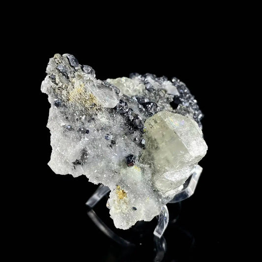 Galena Mineral Specimen | Natural Lead Sulfide Crystal on Matrix | Metallic Luster Cubic Formation | 90 g | 7*5.5*3.5 cm