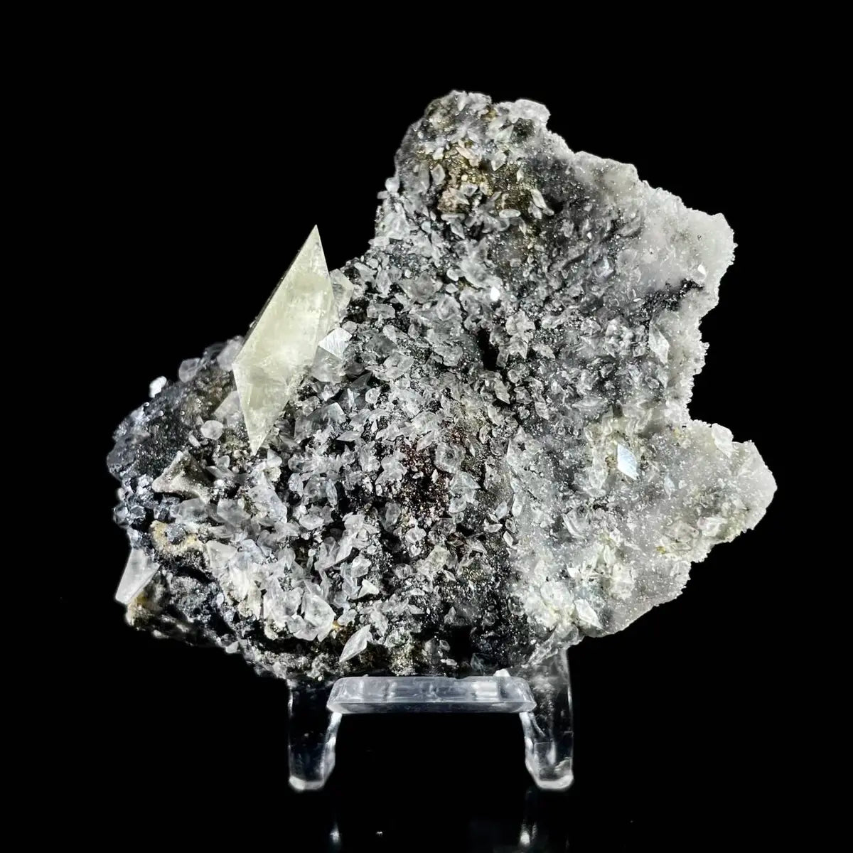 Galena Mineral Specimen | Natural Lead Sulfide Crystal on Matrix | Metallic Luster Cubic Formation | 90 g | 7*5.5*3.5 cm