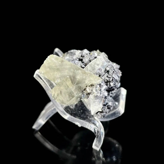 Galena Mineral Specimen | Natural Lead Sulfide Crystal on Matrix | Metallic Luster Cubic Formation | 50 g | 4.5*3.5*2.5 cm