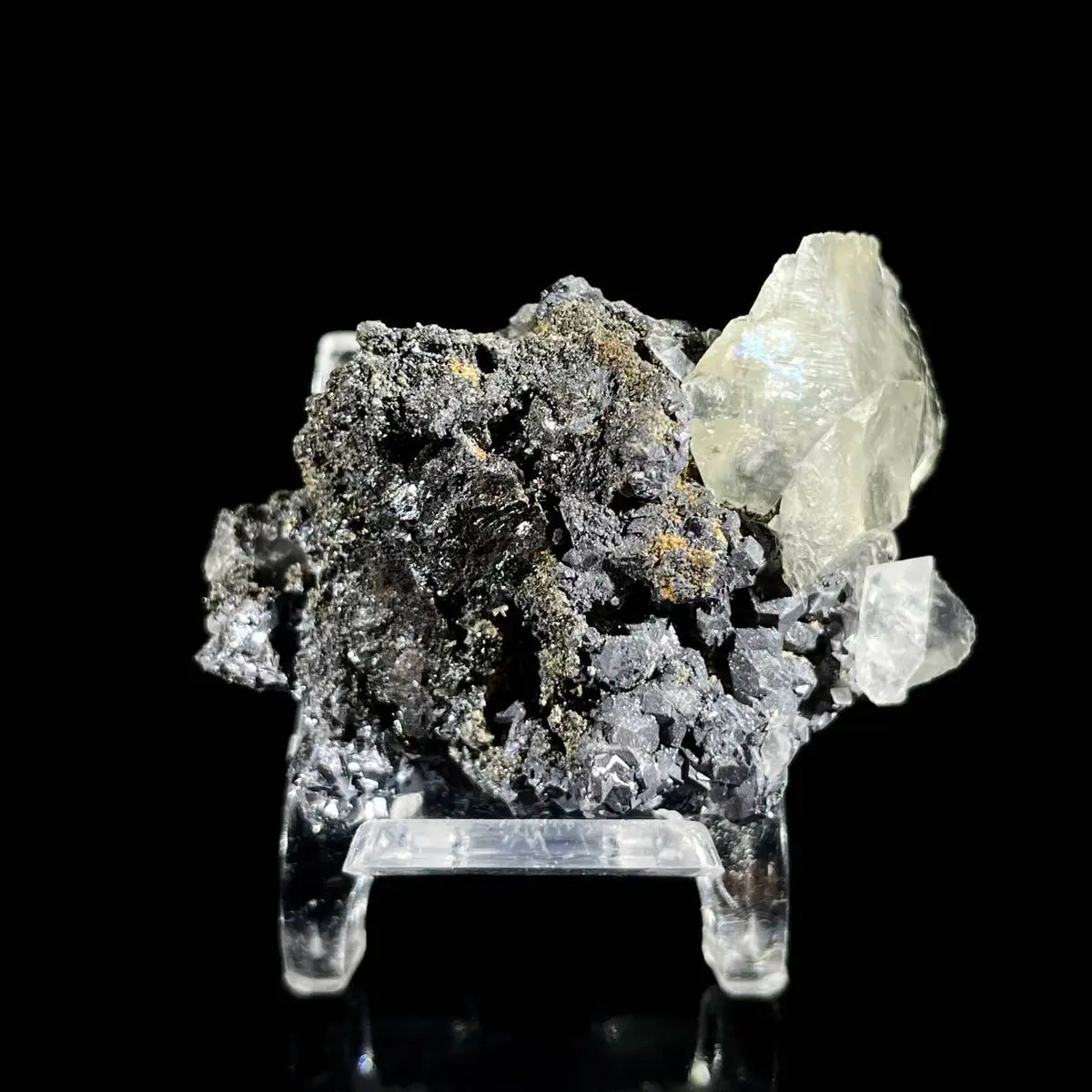 Galena Mineral Specimen | Natural Lead Sulfide Crystal on Matrix | Metallic Luster Cubic Formation | 50 g | 4.5*3.5*2.5 cm