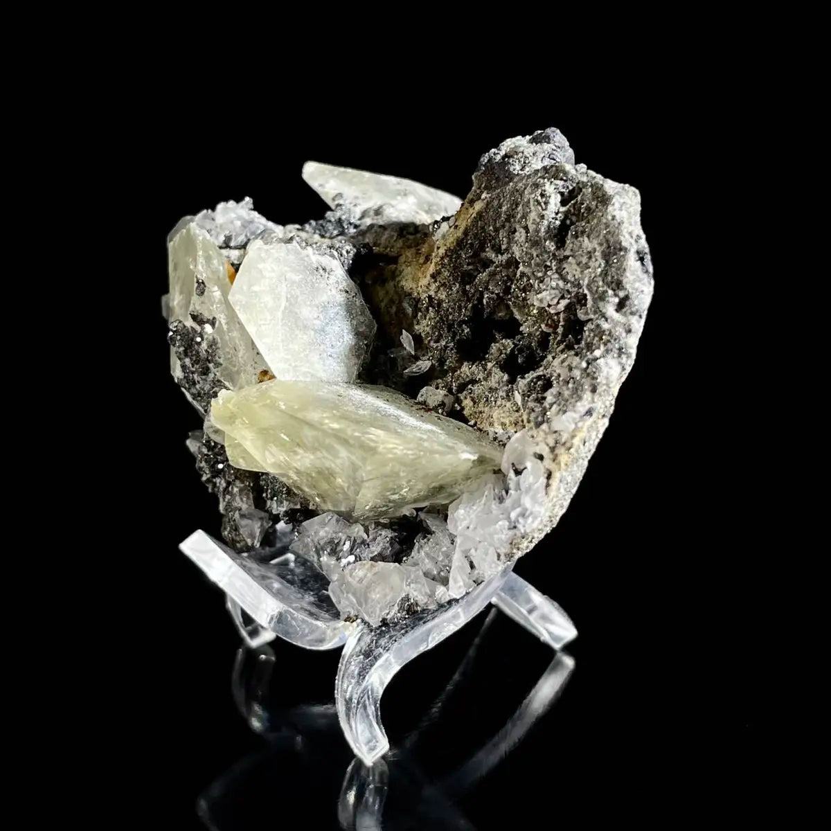 Galena Mineral Specimen | Natural Lead Sulfide Crystal on Matrix | Metallic Luster Cubic Formation | 80 g | 5.5*5.5*3.5 cm