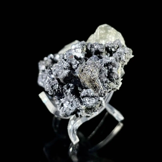 Galena Mineral Specimen | Natural Lead Sulfide Crystal on Matrix | Metallic Luster Cubic Formation | 80 g | 6*4.5*3 cm