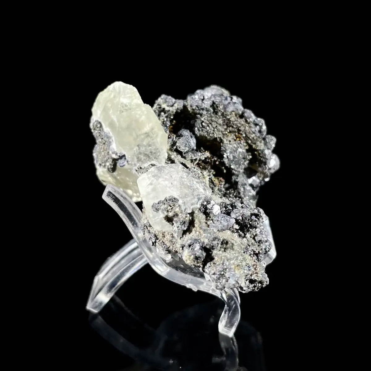 Galena Mineral Specimen | Natural Lead Sulfide Crystal on Matrix | Metallic Luster Cubic Formation | 80 g | 6*4.5*3 cm