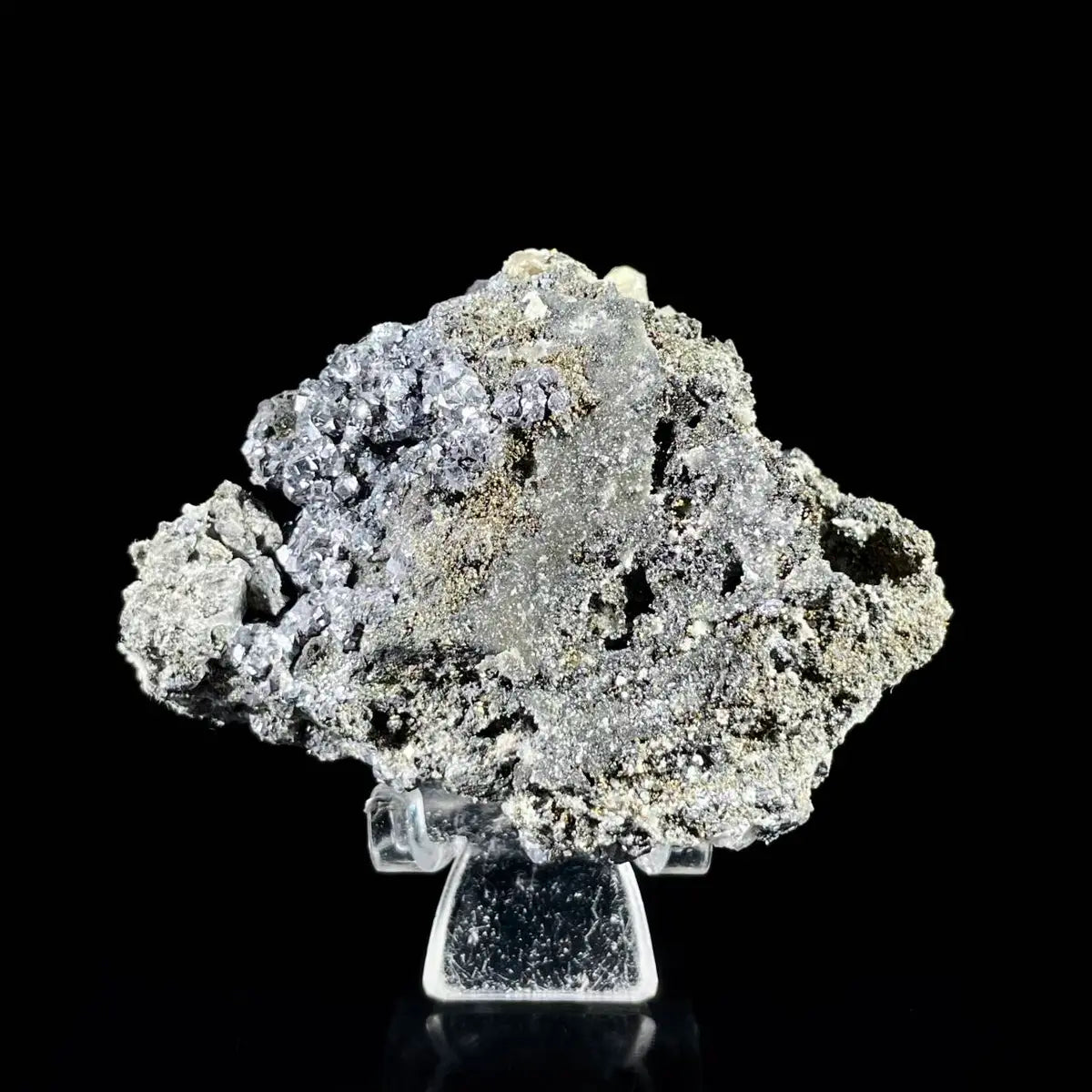 Galena Mineral Specimen | Natural Lead Sulfide Crystal on Matrix | Metallic Luster Cubic Formation | 160 g | 7*5*4 cm