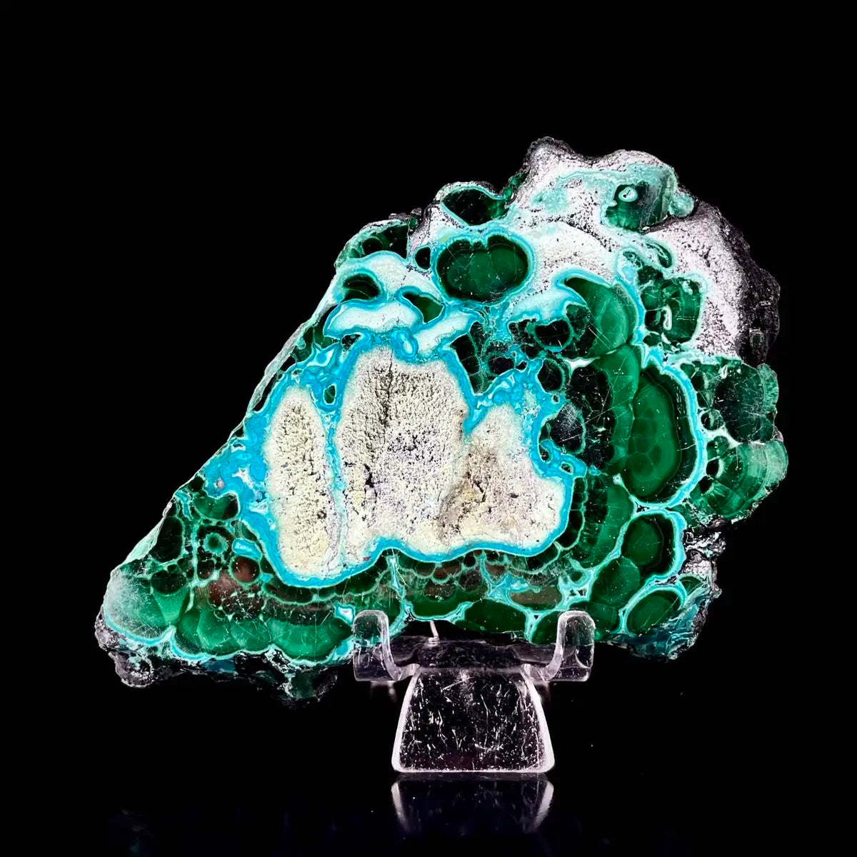 Natural Chrysocolla Crystal Specimen on Matrix | Rare Copper Silicate Mineral | Vibrant Blue-Green Mineral Collection Piece | 560 g | 14.5*10.5*1.5 cm