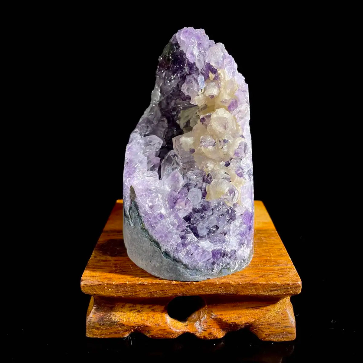 Natural Uruguayan Amethyst Crystal Cluster with Calcite Association | 340g | 9 ×6.5 × 6 cm | Quartz & Carbonate Mineral Specimen | Uruguay