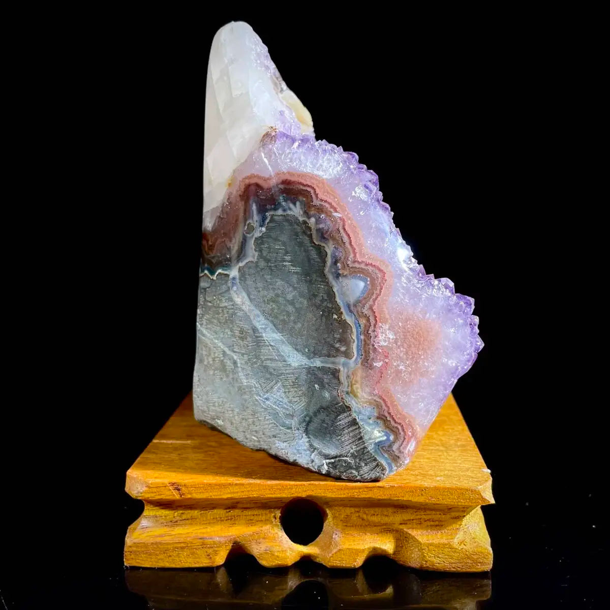 Natural Uruguayan Amethyst Crystal Cluster with Calcite Association |950g | 12.5 × 6.5× 9 cm | Quartz & Carbonate Mineral Specimen | Uruguay