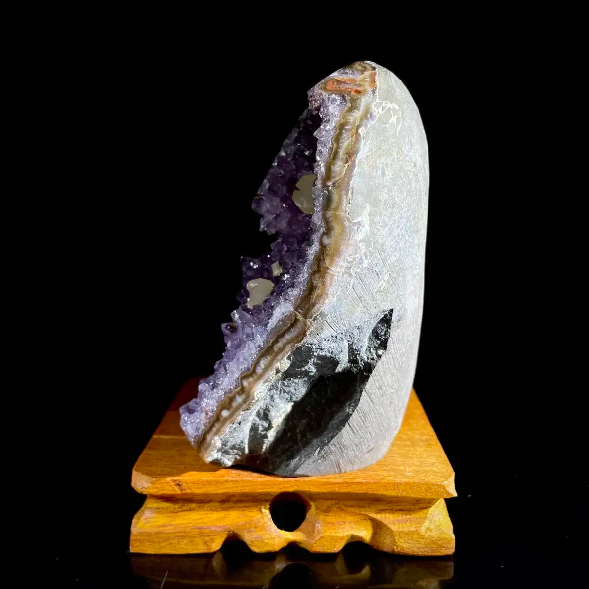 Natural Uruguayan Amethyst Crystal Cluster with Calcite Association |920g | 13.5 × 9× 7 cm | Quartz & Carbonate Mineral Specimen | Uruguay