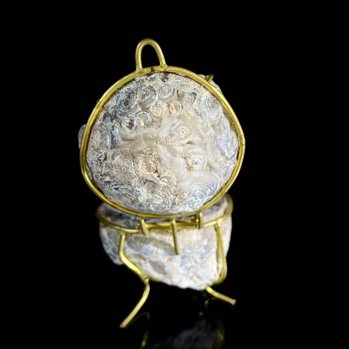 Natural Agate Geode Slice Pair on Metal Stand | Museum Grade Display Mineral Specimen | Decorative Home & Office Decor | 140 g | 11*6*5 cm
