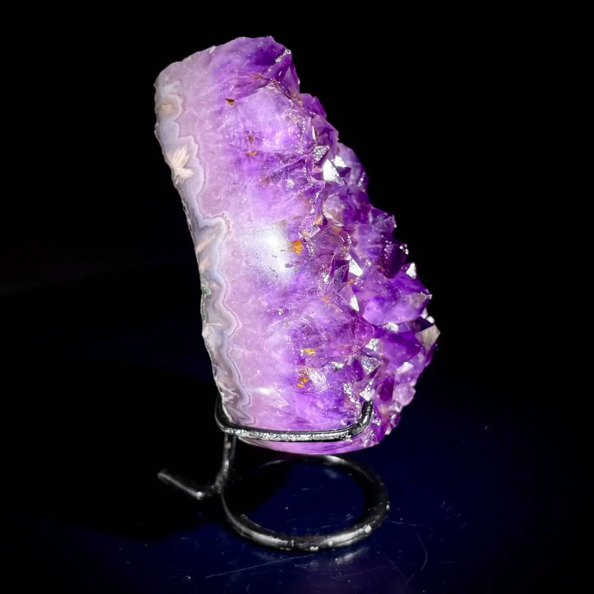 Natural Crystal-Shaped Amethyst Cluster on Stand | Museum Grade Display Mineral Specimen | Decorative Home & Office Decor | 600 g | 13*8*5 cm