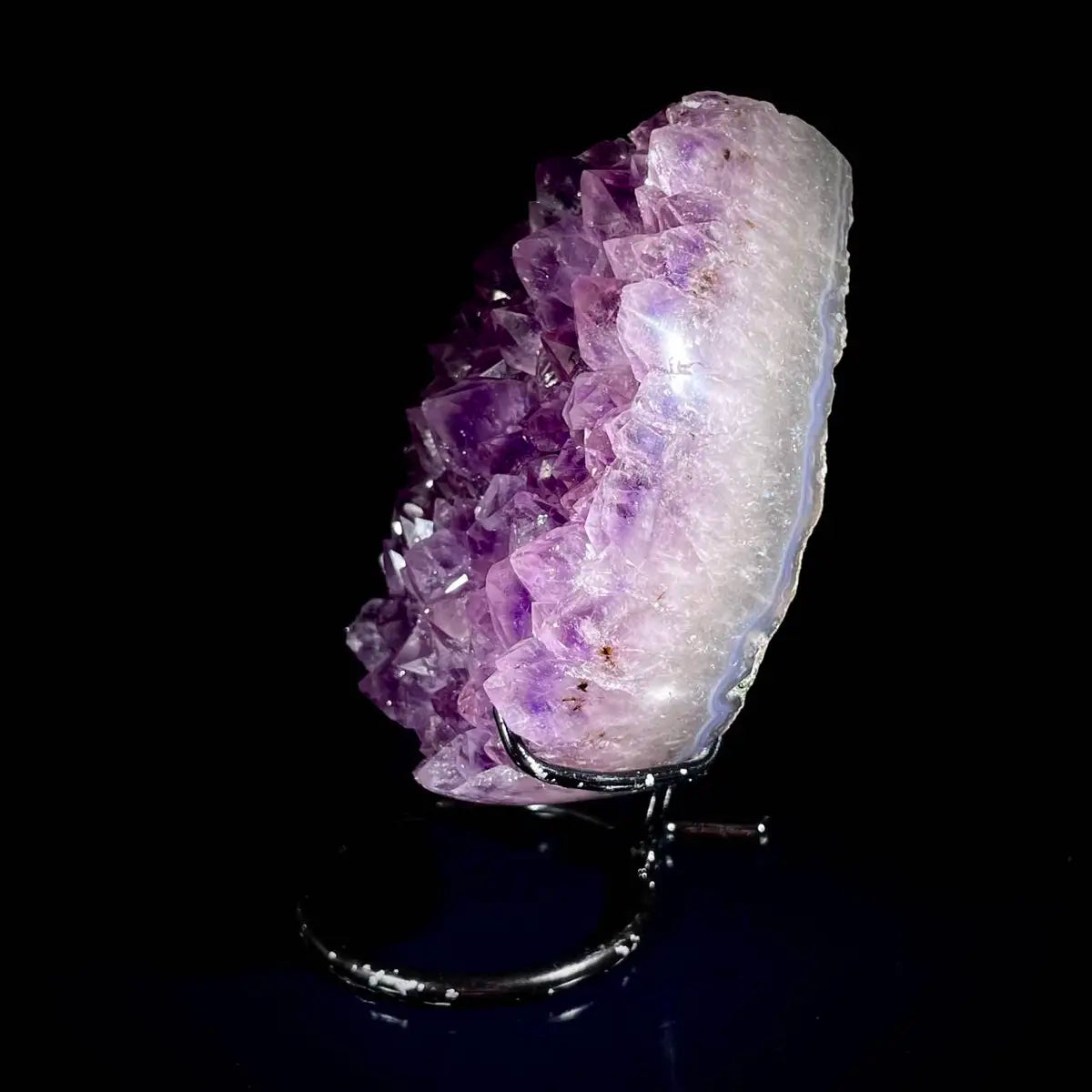 Natural Crystal-Shaped Amethyst Cluster on Stand | Museum Grade Display Mineral Specimen | Decorative Home & Office Decor | 750 g | 14*9.5*4 cm