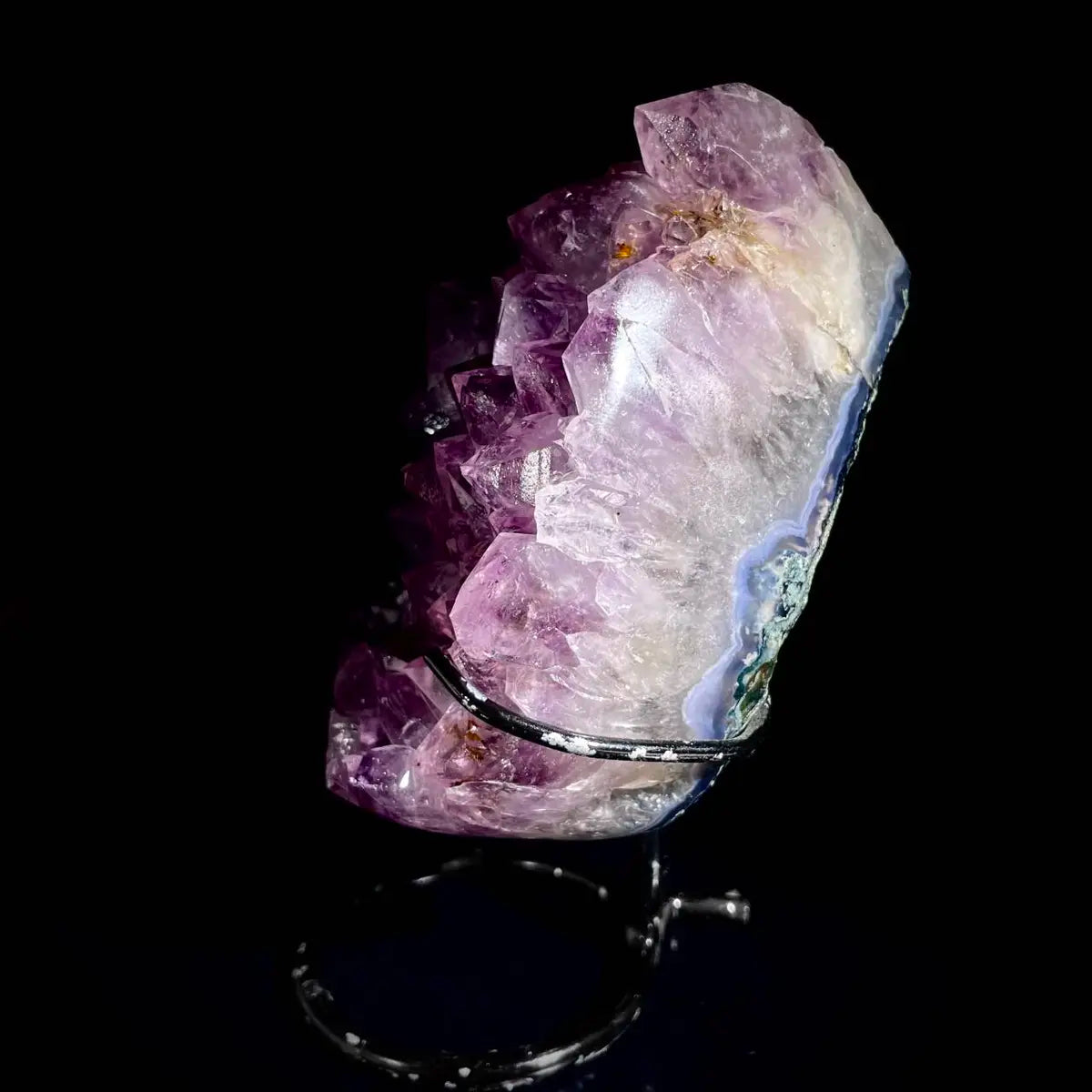 Natural Crystal-Shaped Amethyst Cluster on Stand | Museum Grade Display Mineral Specimen | Decorative Home & Office Decor | 810 g | 15*8*5 cm