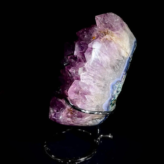 A491-Natural Crystal-Shaped Amethyst Cluster on Stand | Museum Grade Display Mineral Specimen | Decorative Home & Office Decor | 810 g | 15*8*5 cm