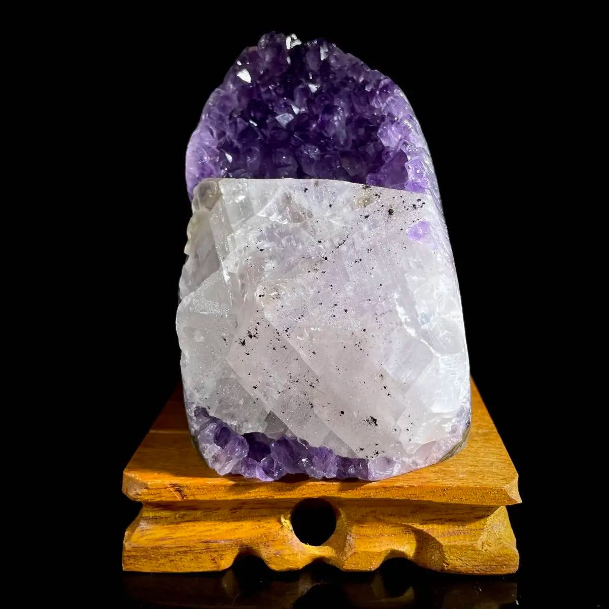 Natural Uruguayan Amethyst Crystal Cluster with Calcite Association | 1150g | 11 × 8 × 10 cm | Quartz & Carbonate Mineral Specimen | Uruguay