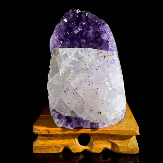 Natural Uruguayan Amethyst Crystal Cluster with Calcite Association | 1150g | 11 × 8 × 10 cm | Quartz & Carbonate Mineral Specimen | Uruguay