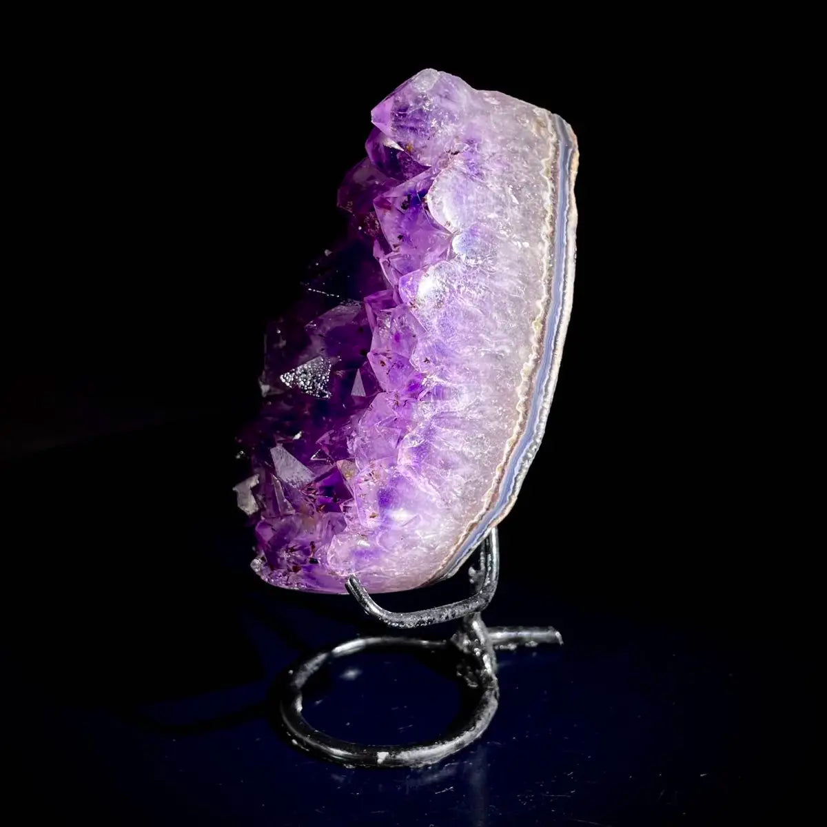 Natural Crystal-Shaped Amethyst Cluster on Stand | Museum Grade Display Mineral Specimen | Decorative Home & Office Decor | 490 g | 13.5*7.5*4 cm