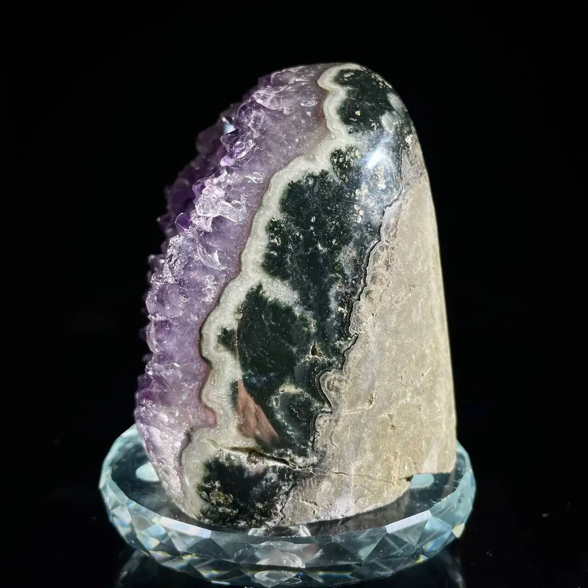 Natural Amethyst Crystal Cluster with Polished Base | 970g | 10.5 × 8.8*5 cm | Quartz Mineral Specimen | Uruguay