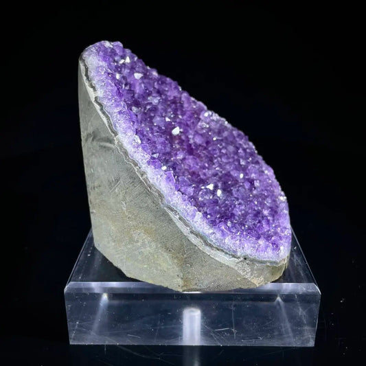 A398-Natural Amethyst Crystal Cluster with Polished Base | 910g | 8.5*12.5*9 cm | Quartz Mineral Specimen | Uruguay