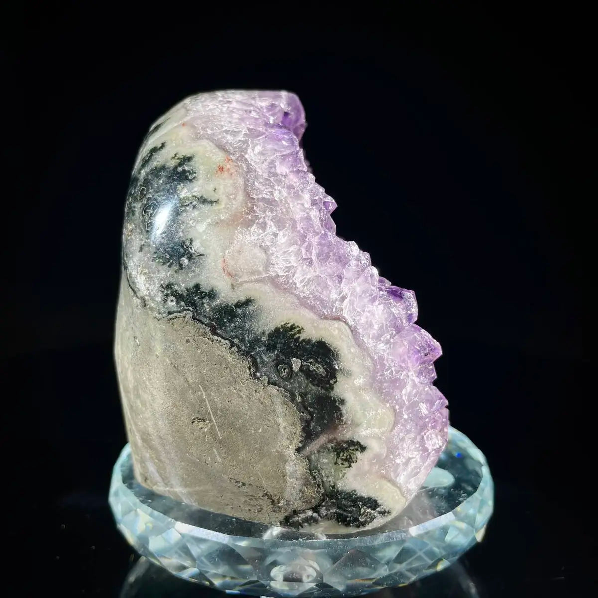 Natural Amethyst Crystal Cluster with Polished Base | 810g | 9*9*7.5 cm | Quartz Mineral Specimen | Uruguay