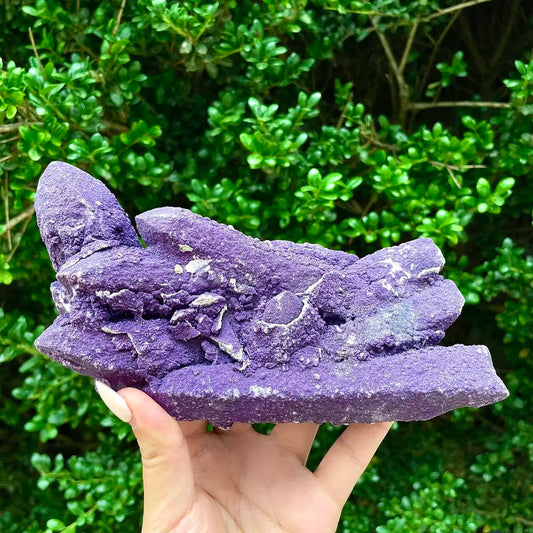 Natural Calcite Crystal Cluster with Purple Mineral Coating |710g | 15.5× 12× 7.5cm | Carbonate Minerals | Inner Mongolia, China