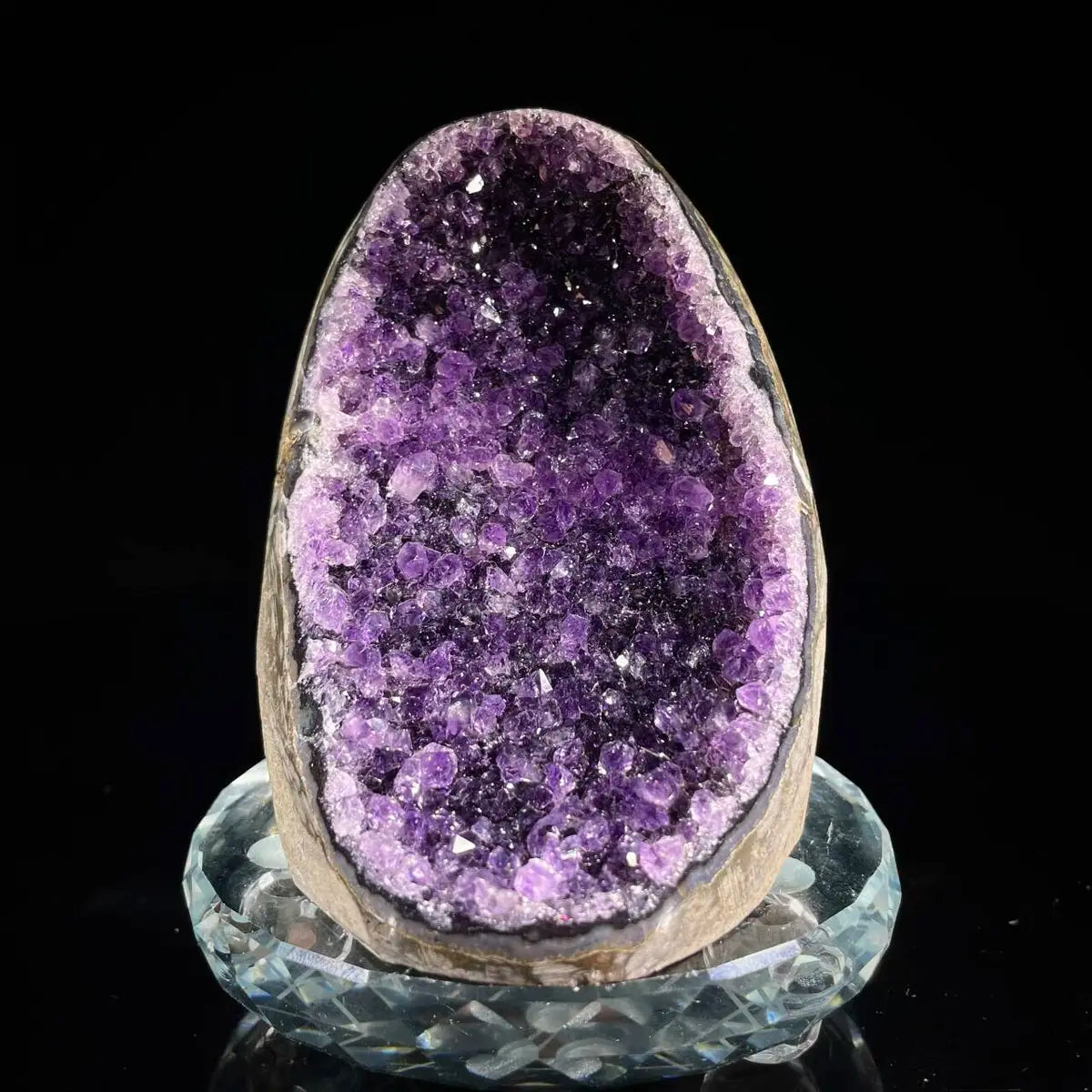 Natural Amethyst Crystal Cluster with Polished Base | 660g | 9.5*9*7.5 cm | Quartz Mineral Specimen | Uruguay