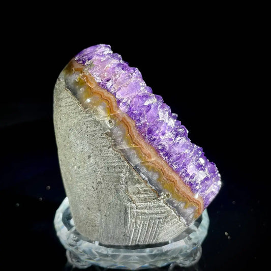 A446-Natural Uruguay Amethyst Crystal Cluster on Matrix | Rare Quartz Mineral Specimen | Mineral Collection | 400 g | 7.5*7.5*5 cm