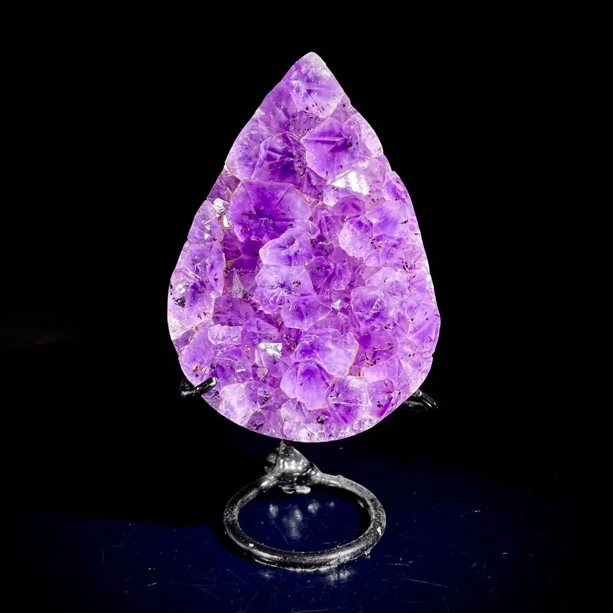 Natural Crystal-Shaped Amethyst Cluster on Stand | Museum Grade Display Mineral Specimen | Decorative Home & Office Decor | 490 g | 13.5*7.5*4 cm