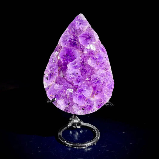 A493-Natural Crystal-Shaped Amethyst Cluster on Stand | Museum Grade Display Mineral Specimen | Decorative Home & Office Decor | 490 g | 13.5*7.5*4 cm