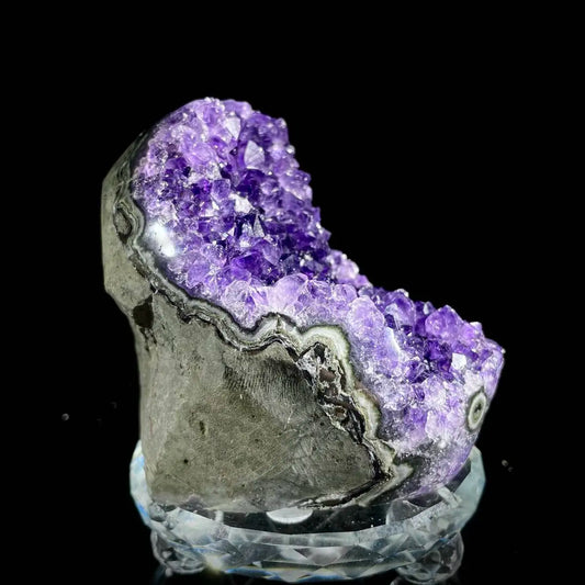 A450-Natural Uruguay Amethyst Crystal Cluster on Matrix | Rare Quartz Mineral Specimen | Mineral Collection | 450 g | 8*8*5.5 cm