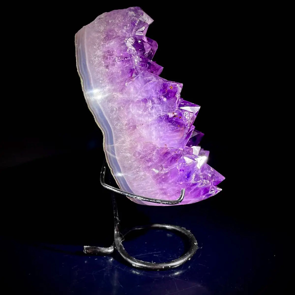 Natural Crystal-Shaped Amethyst Cluster on Stand | Museum Grade Display Mineral Specimen | Decorative Home & Office Decor | 1130 g | 18.5*9*8 cm
