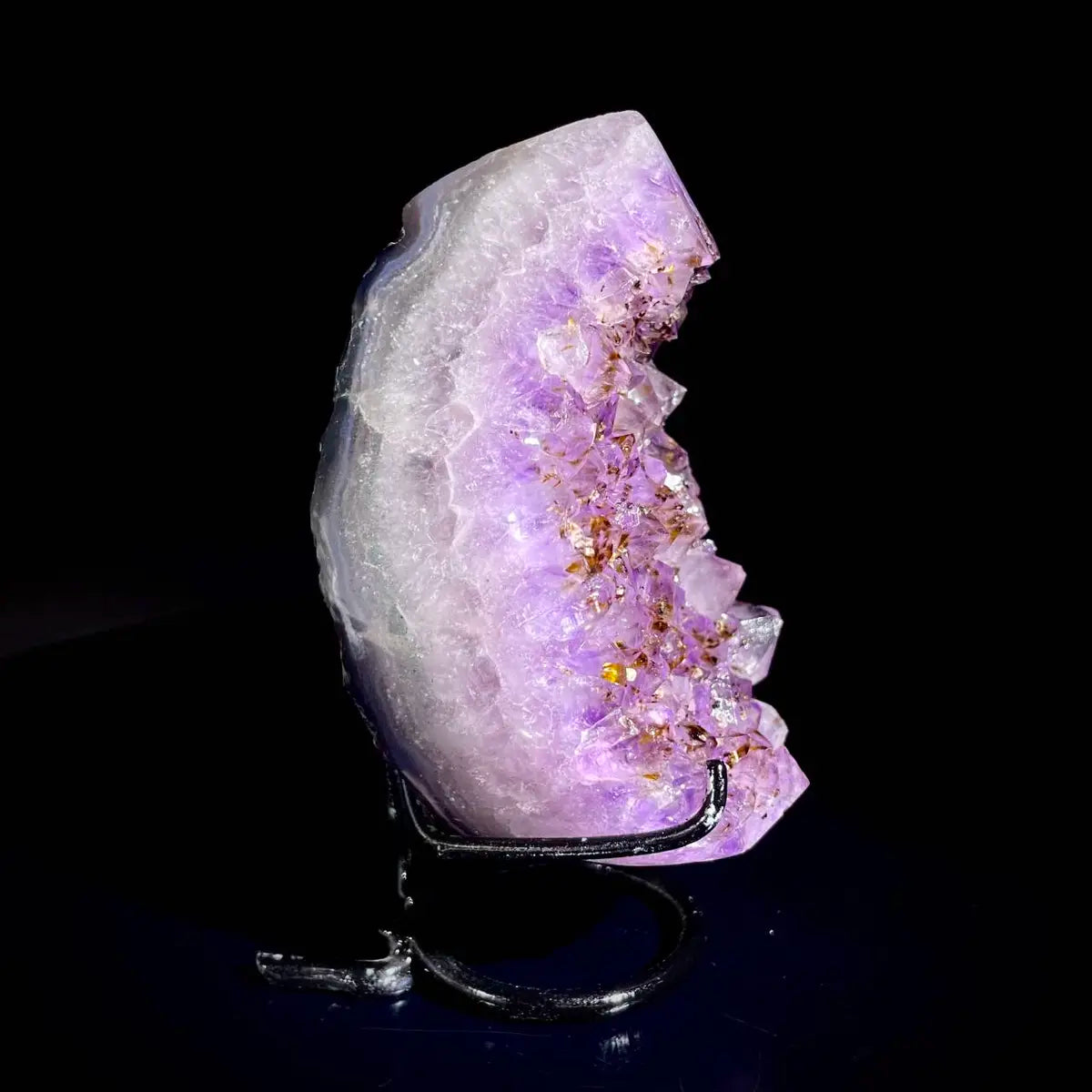Natural Crystal-Shaped Amethyst Cluster on Stand | Museum Grade Display Mineral Specimen | Decorative Home & Office Decor | 600 g | 13*7.5*4.5 cm