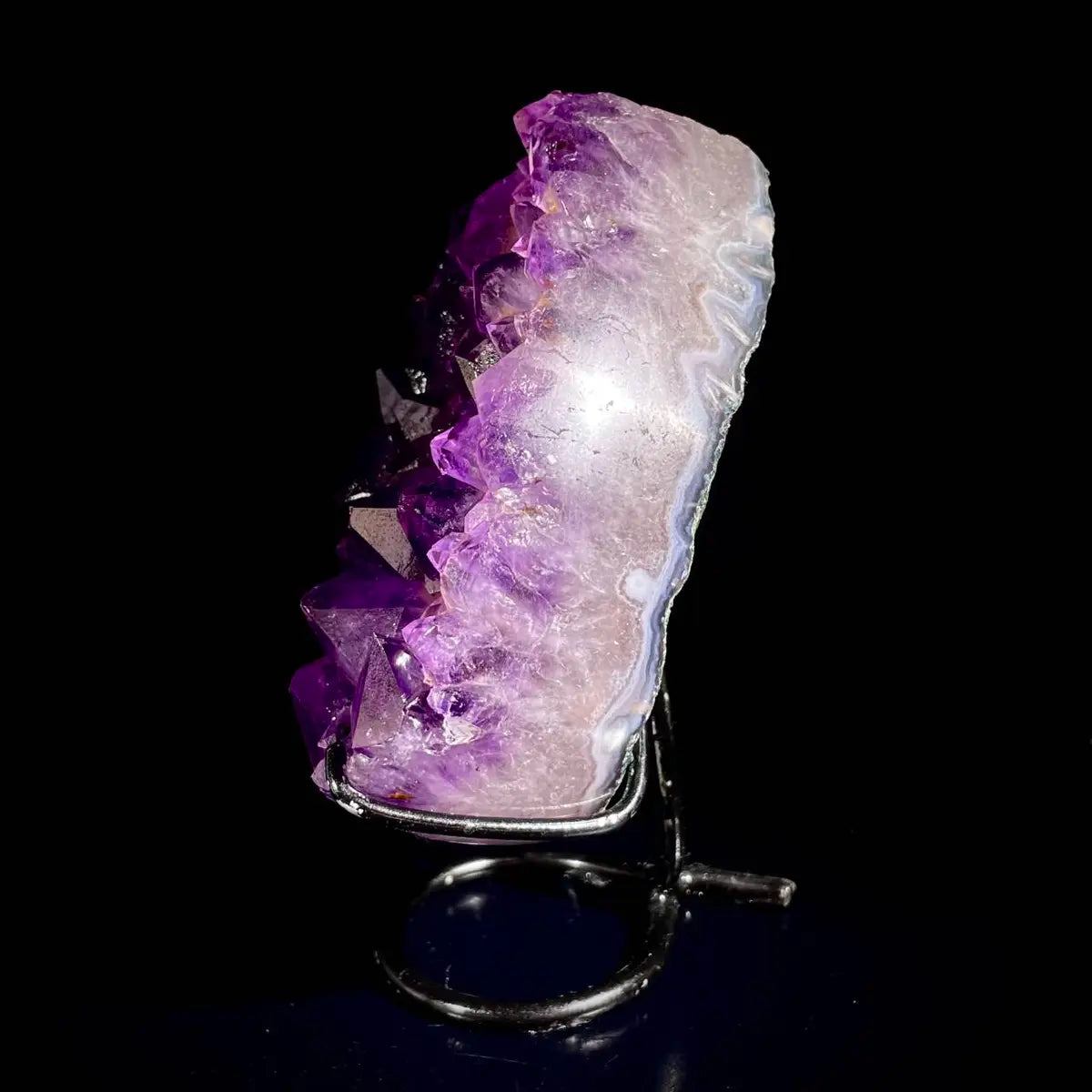 Natural Crystal-Shaped Amethyst Cluster on Stand | Museum Grade Display Mineral Specimen | Decorative Home & Office Decor | 600 g | 13*8*5 cm