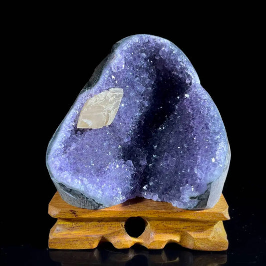 Natural Uruguayan Amethyst Crystal Cluster with Calcite Association | 690g | 10.5× 10× 9 cm | Quartz & Carbonate Mineral Specimen | Uruguay