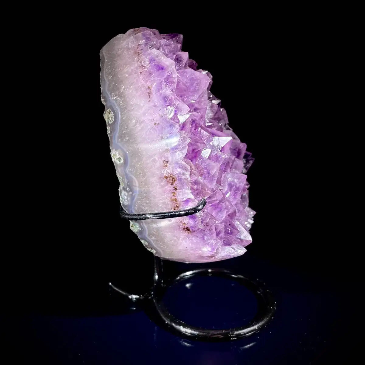 Natural Crystal-Shaped Amethyst Cluster on Stand | Museum Grade Display Mineral Specimen | Decorative Home & Office Decor | 750 g | 14*9.5*4 cm