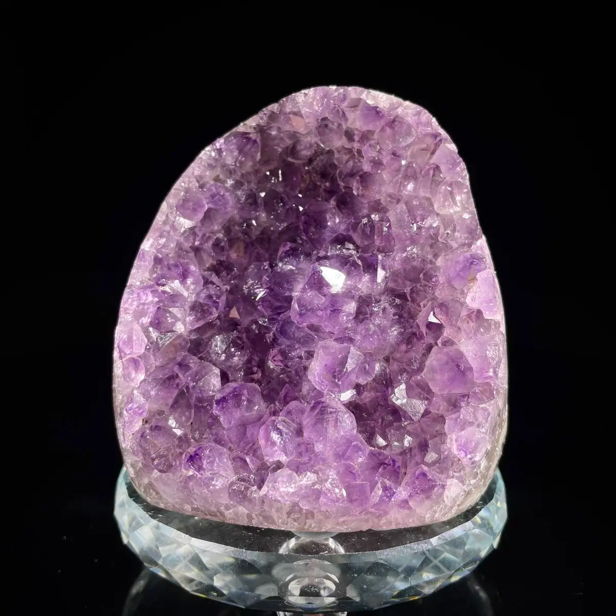Natural Amethyst Crystal Cluster with Polished Base | 810g | 9*9*7.5 cm | Quartz Mineral Specimen | Uruguay