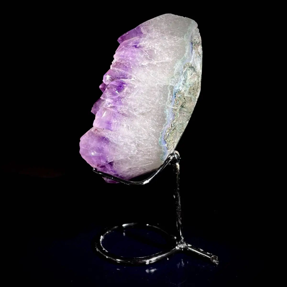 Natural Crystal-Shaped Amethyst Cluster on Stand | Museum Grade Display Mineral Specimen | Decorative Home & Office Decor | 900 g | 16.5*9*6 cm