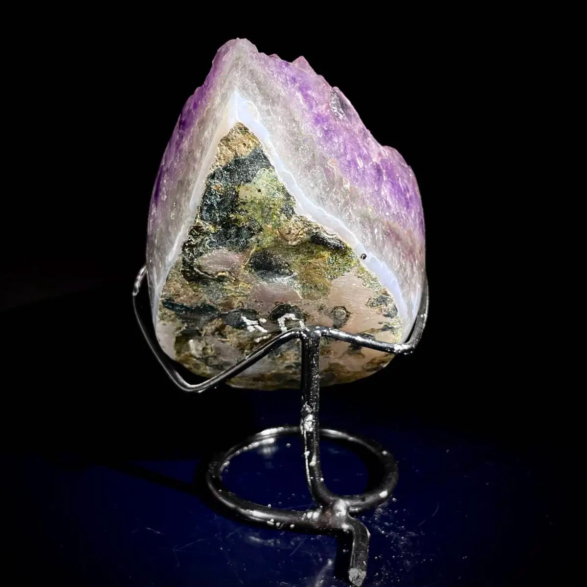 Natural Crystal-Shaped Amethyst Cluster on Stand | Museum Grade Display Mineral Specimen | Decorative Home & Office Decor | 920 g | 9*14.5*6.5 cm