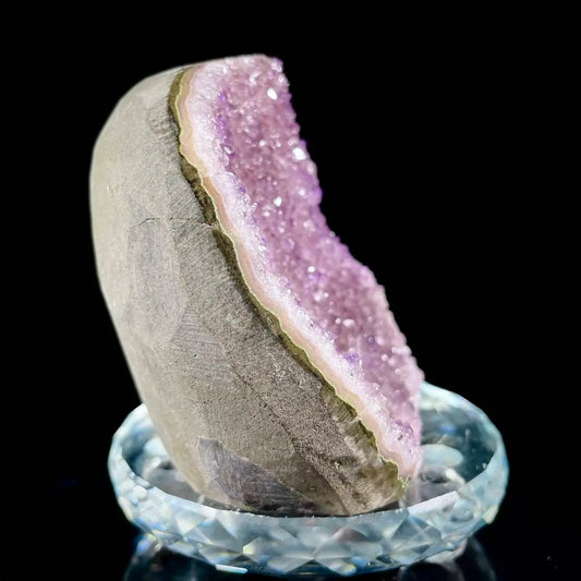 Museum Grade Natural Brazilian Rainbow Quartz Crystal Cluster with Polished Base |610g | 10*9*7cm | Collector Mineral Specimen | Brazil