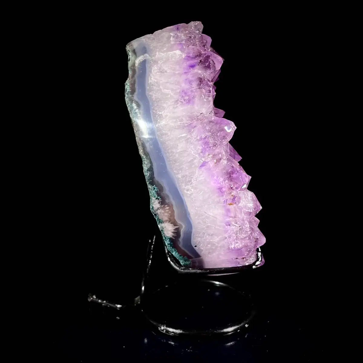 Natural Crystal-Shaped Amethyst Cluster on Stand | Museum Grade Display Mineral Specimen | Decorative Home & Office Decor | 780 g | 15.5*9*4 cm